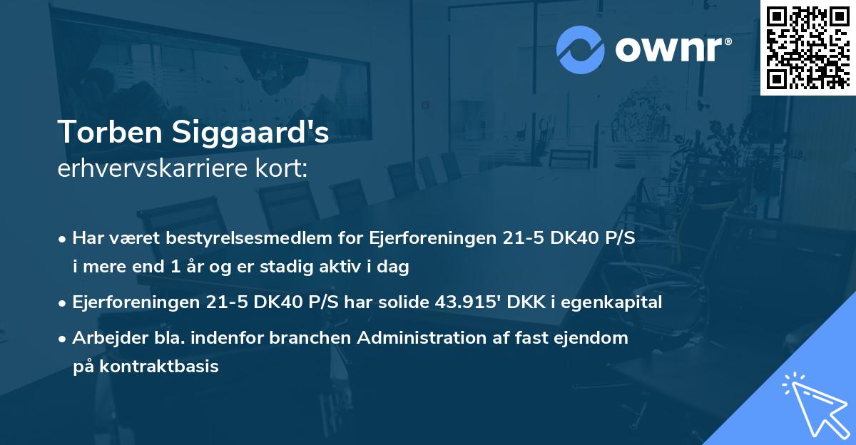 Torben Siggaard's erhvervskarriere kort