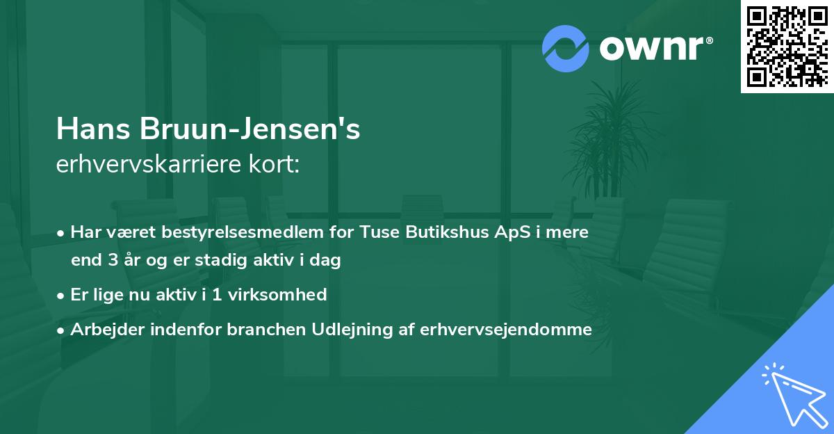 Hans Bruun-Jensen's erhvervskarriere kort