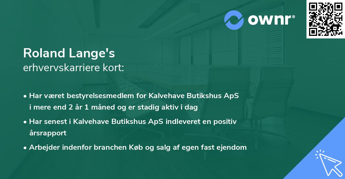 Roland Lange's erhvervskarriere kort