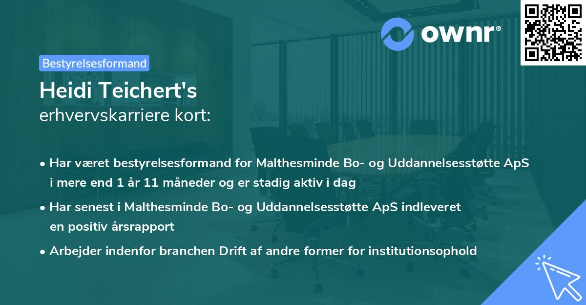 Heidi Teichert's erhvervskarriere kort