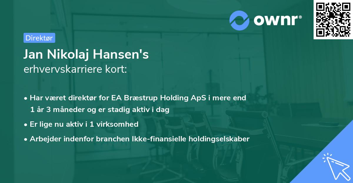 Jan Nikolaj Hansen's erhvervskarriere kort