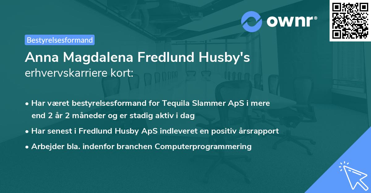 Anna Magdalena Fredlund Husby's erhvervskarriere kort