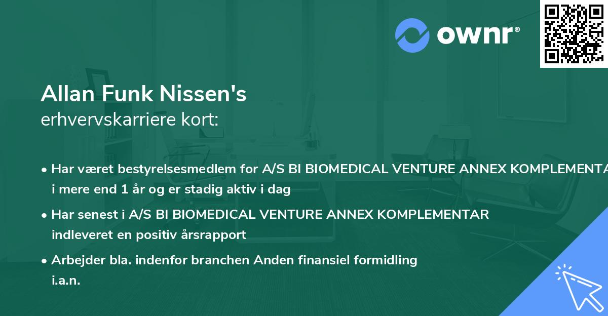 Allan Funk Nissen's erhvervskarriere kort