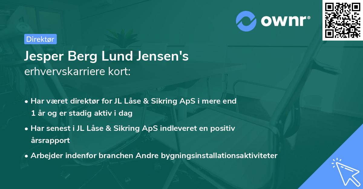 Jesper Berg Lund Jensen's erhvervskarriere kort
