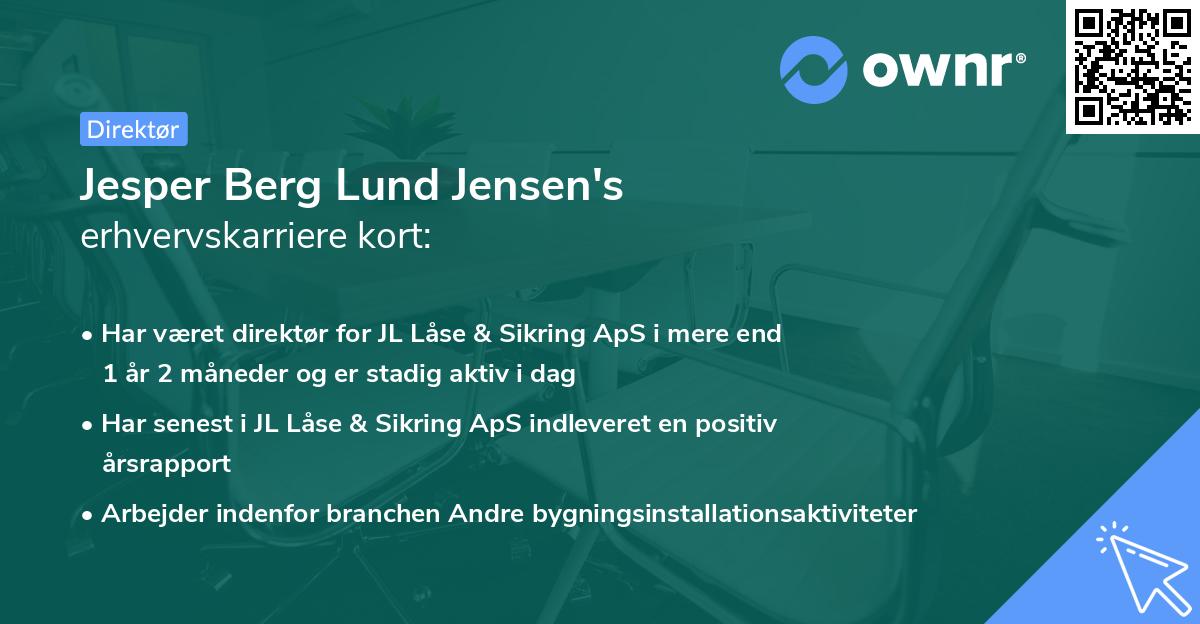 Jesper Berg Lund Jensen's erhvervskarriere kort