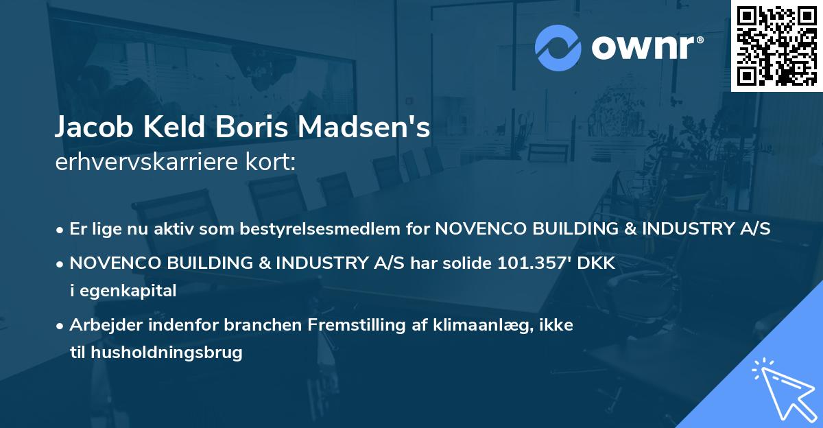 Jacob Keld Boris Madsen's erhvervskarriere kort