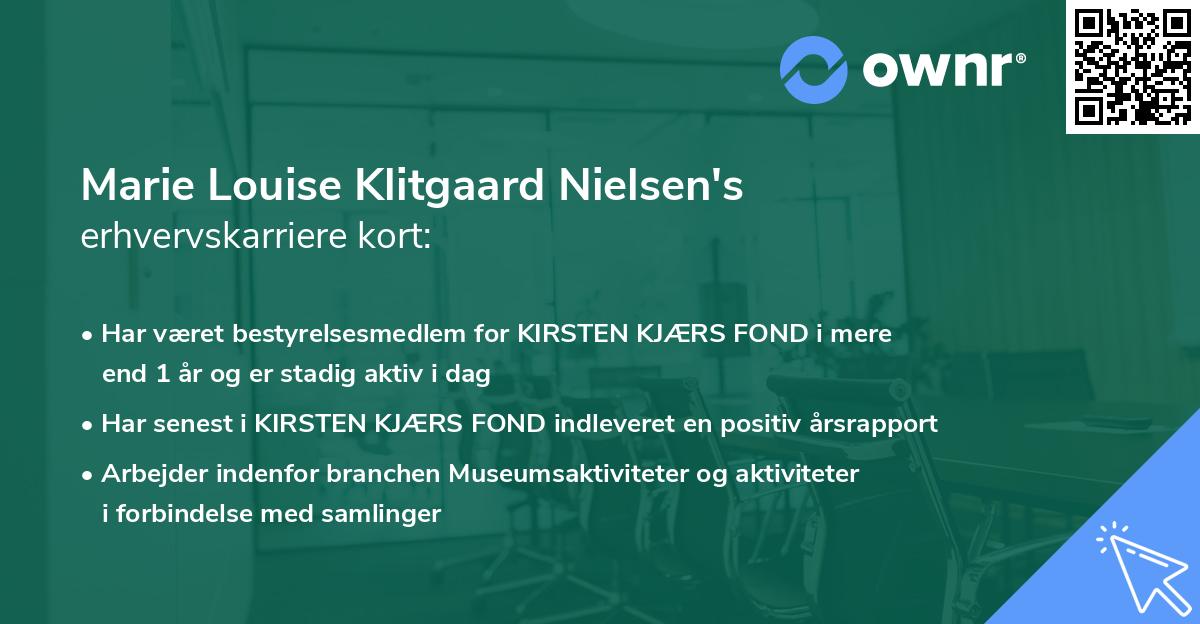 Marie Louise Klitgaard Nielsen's erhvervskarriere kort