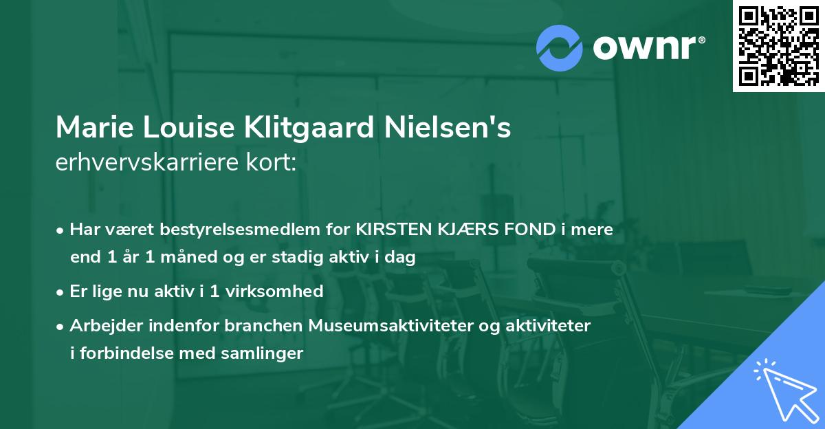 Marie Louise Klitgaard Nielsen's erhvervskarriere kort