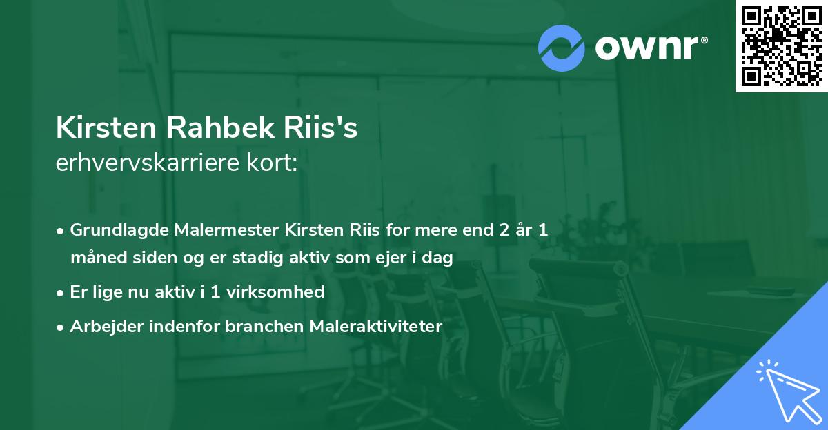 Kirsten Rahbek Riis's erhvervskarriere kort