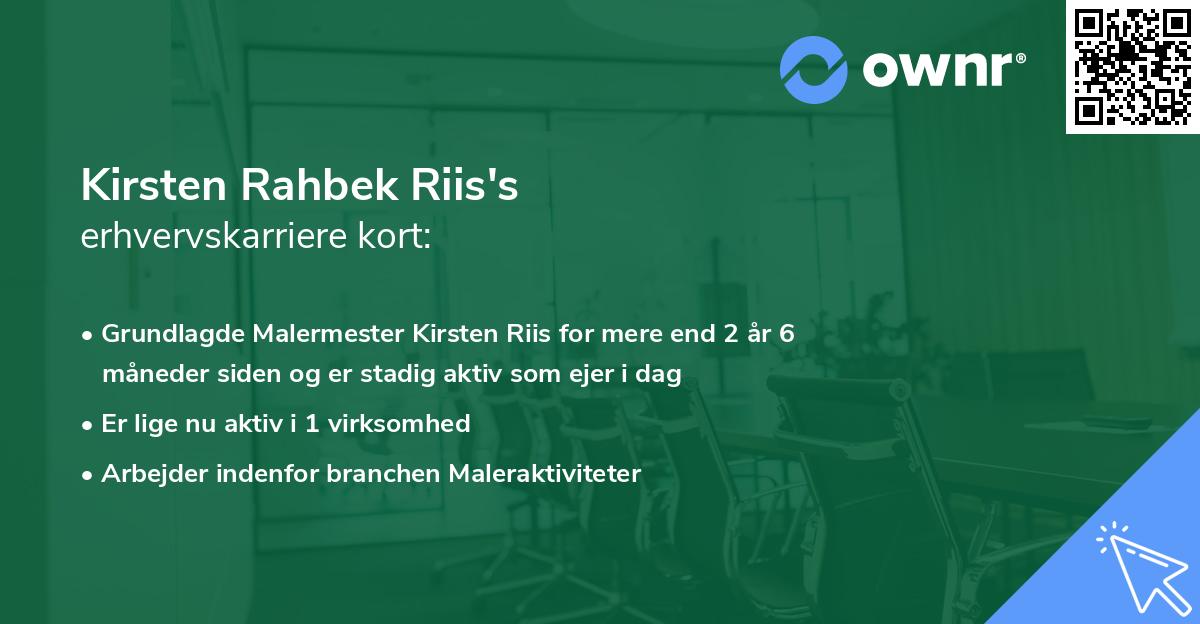 Kirsten Rahbek Riis's erhvervskarriere kort