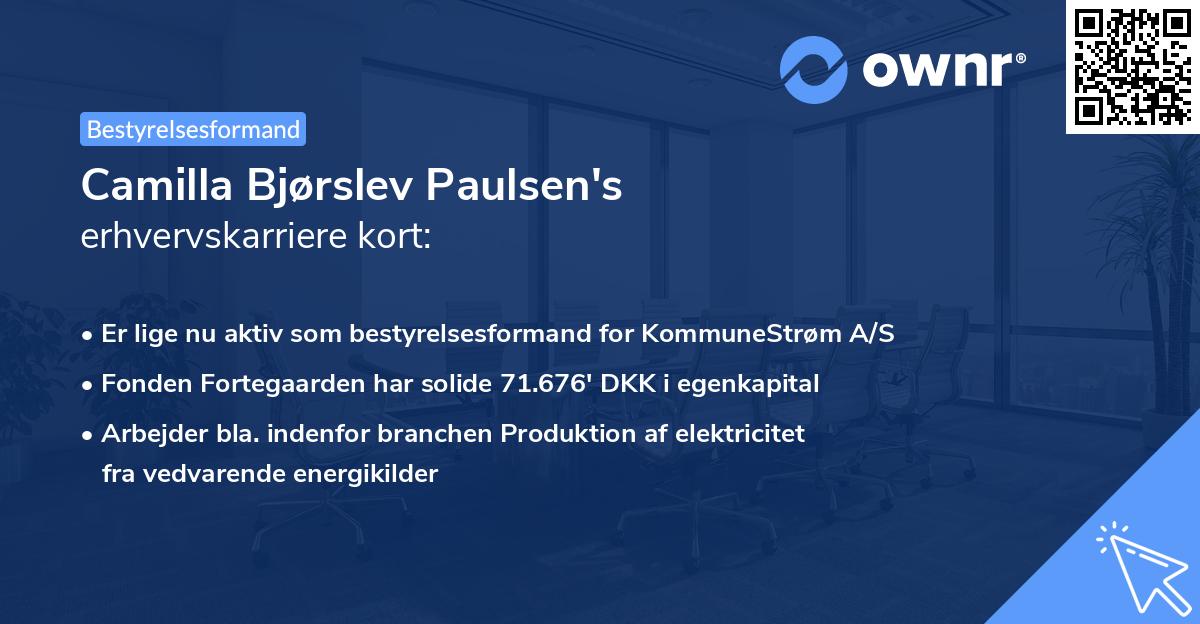 Camilla Bjørslev Paulsen's erhvervskarriere kort