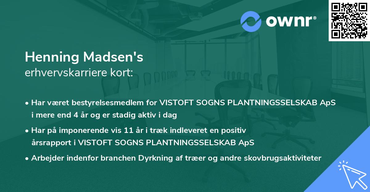 Henning Madsen's erhvervskarriere kort