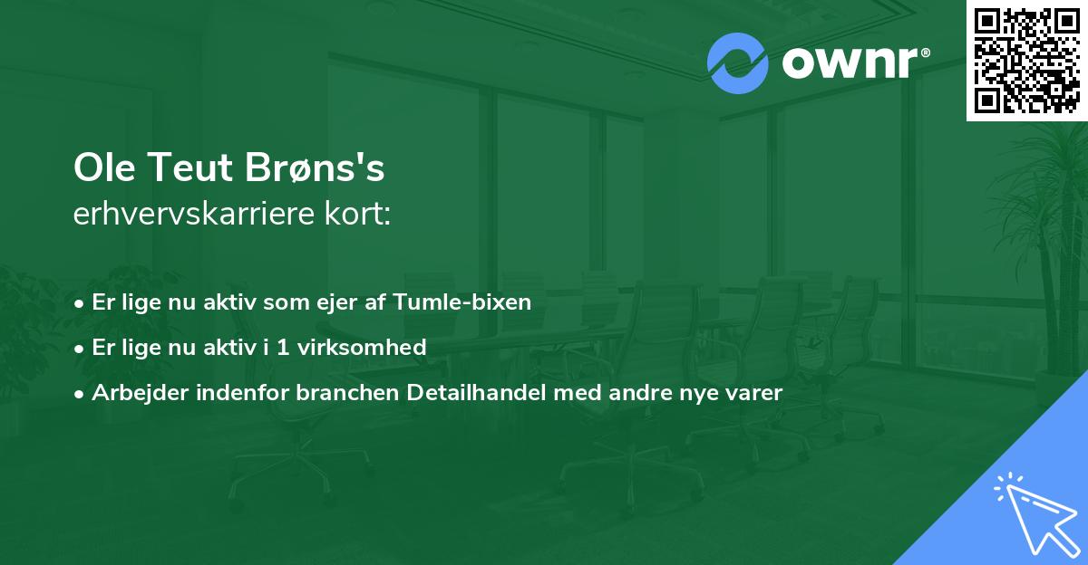 Ole Teut Brøns's erhvervskarriere kort