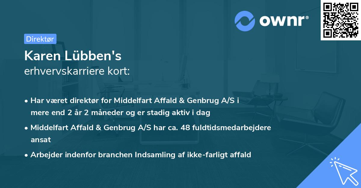 Karen Lübben's erhvervskarriere kort