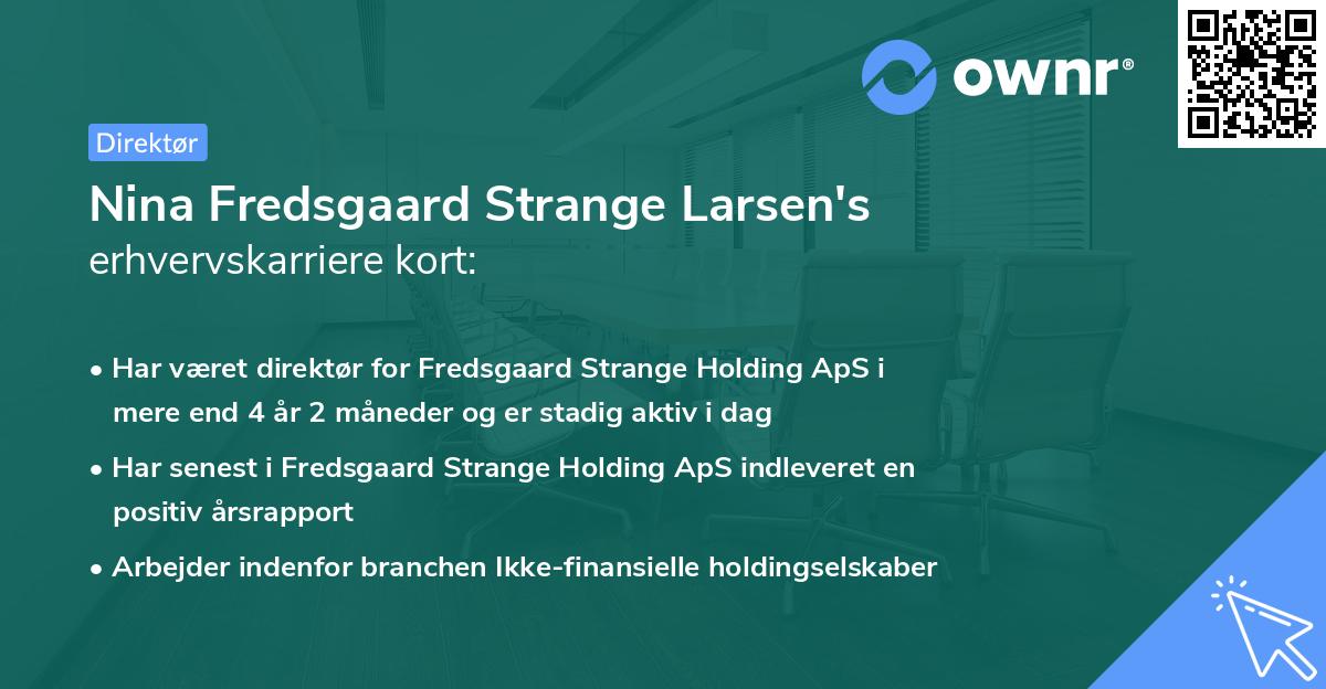 Nina Fredsgaard Strange Larsen's erhvervskarriere kort