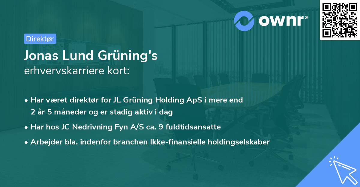 Jonas Lund Grüning's erhvervskarriere kort