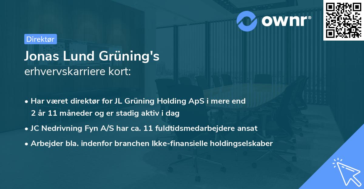 Jonas Lund Grüning's erhvervskarriere kort