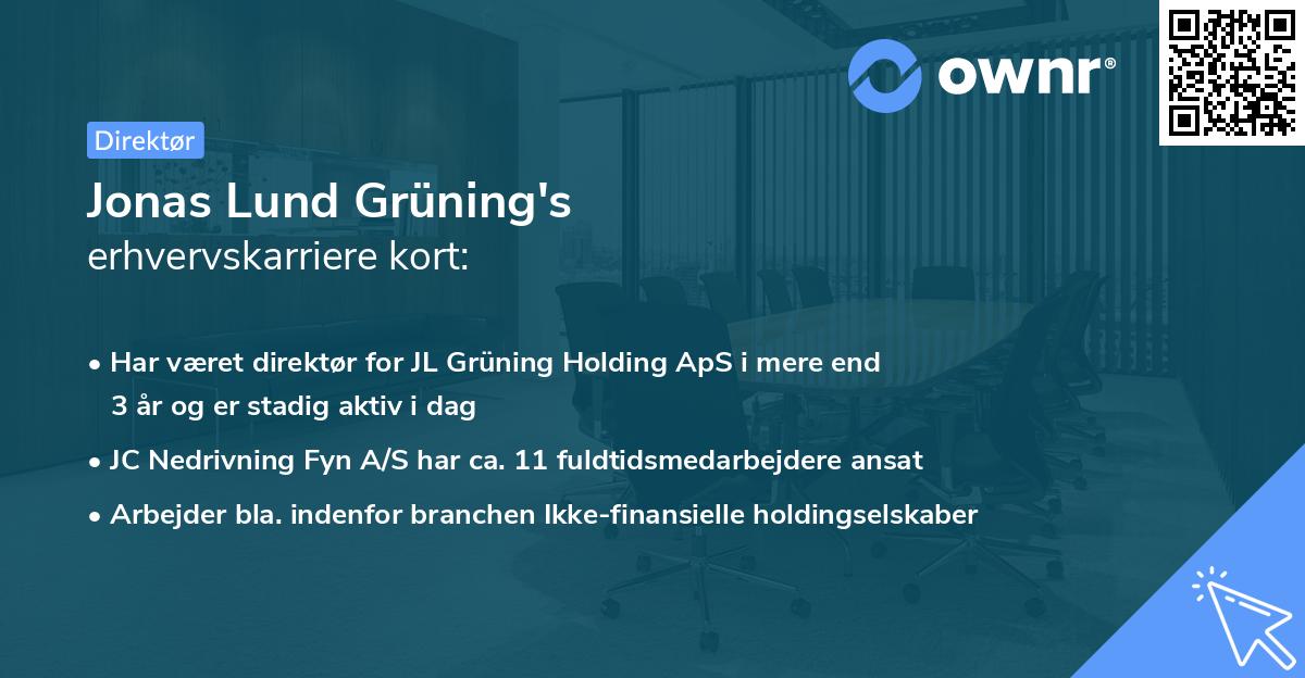 Jonas Lund Grüning's erhvervskarriere kort