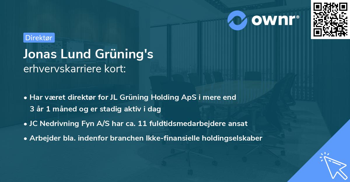 Jonas Lund Grüning's erhvervskarriere kort