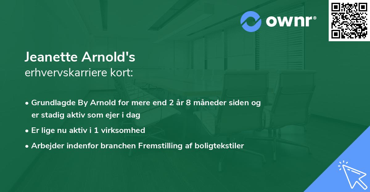 Jeanette Arnold's erhvervskarriere kort