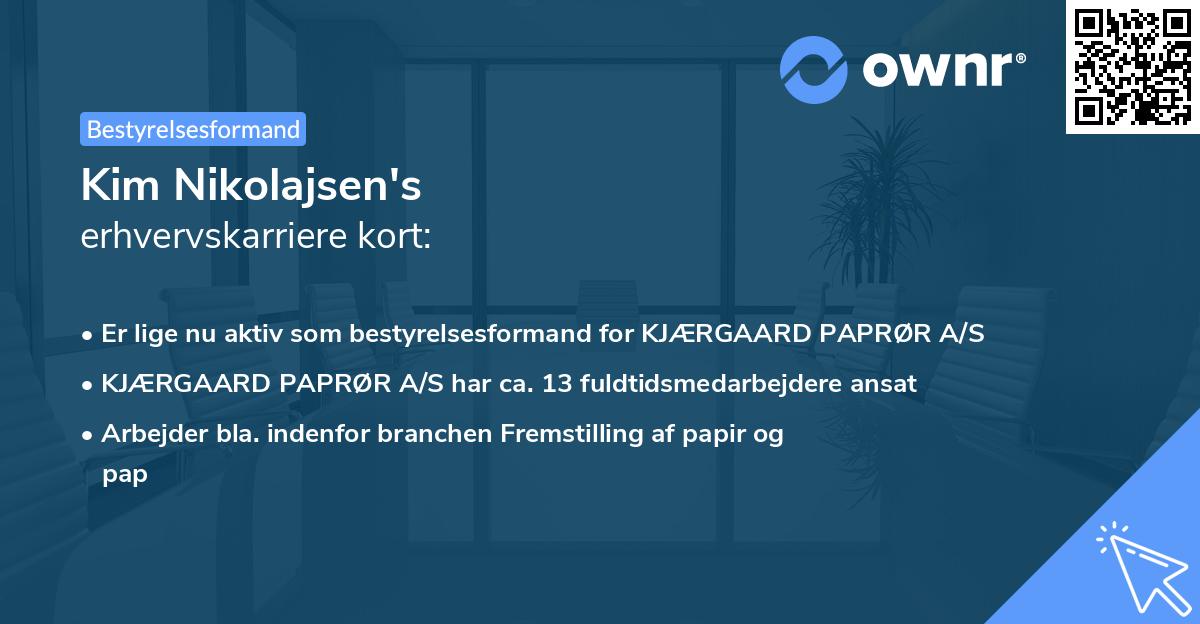 Kim Nikolajsen's erhvervskarriere kort