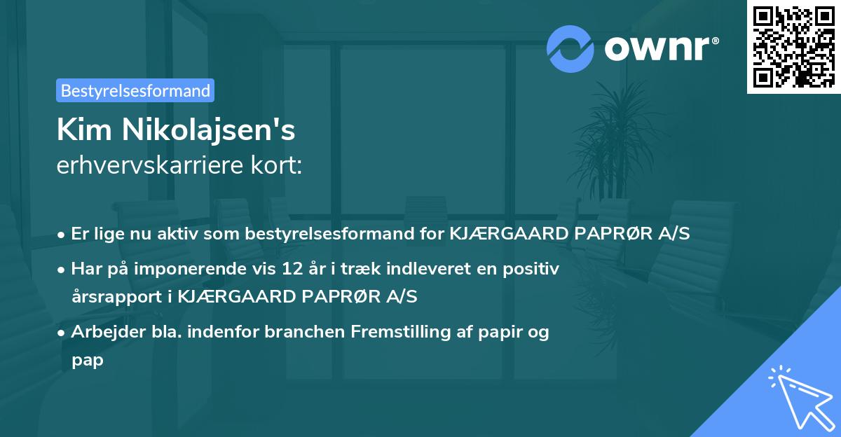 Kim Nikolajsen's erhvervskarriere kort