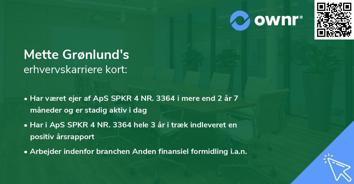 Mette Grønlund's erhvervskarriere kort