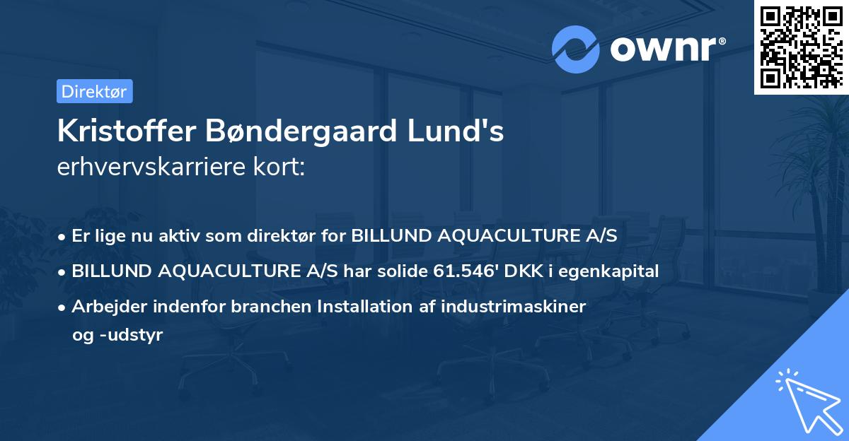 Kristoffer Bøndergaard Lund's erhvervskarriere kort