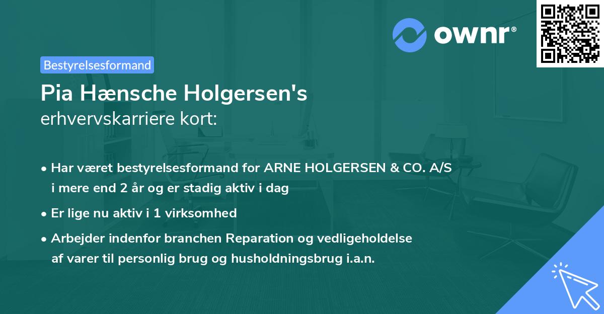 Pia Hænsche Holgersen's erhvervskarriere kort