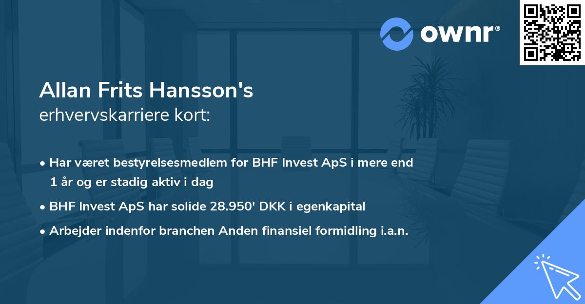 Allan Frits Hansson's erhvervskarriere kort