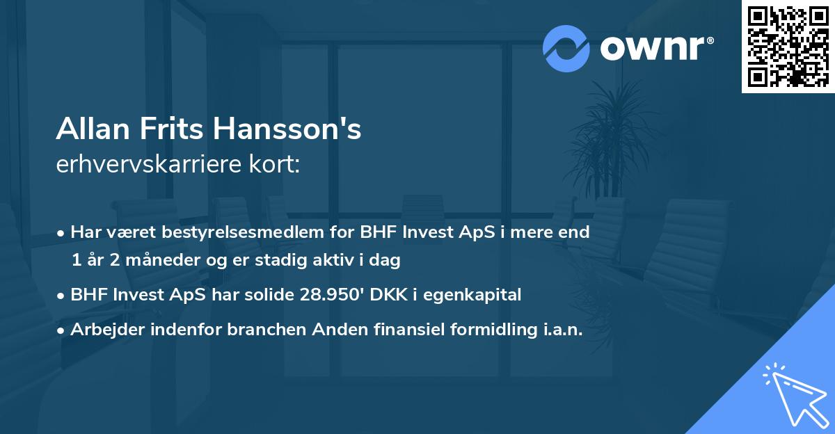 Allan Frits Hansson's erhvervskarriere kort