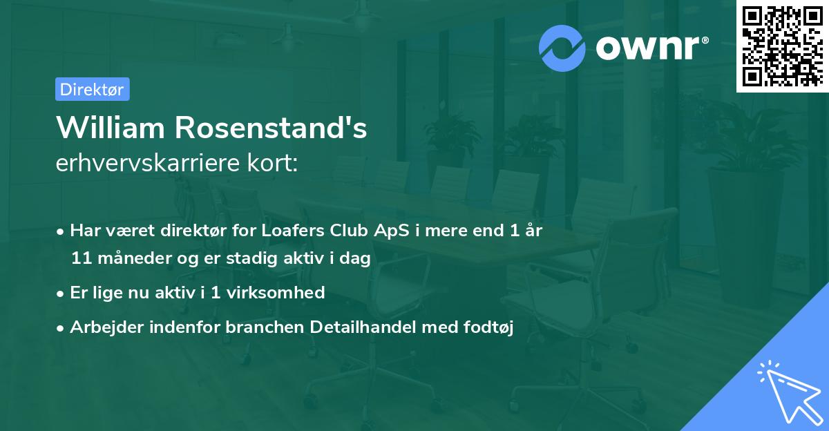 William Rosenstand's erhvervskarriere kort