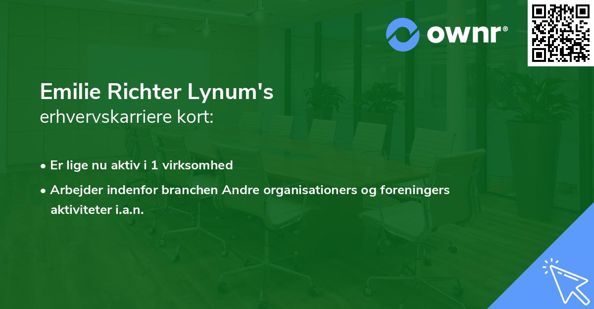 Emilie Richter Lynum's erhvervskarriere kort