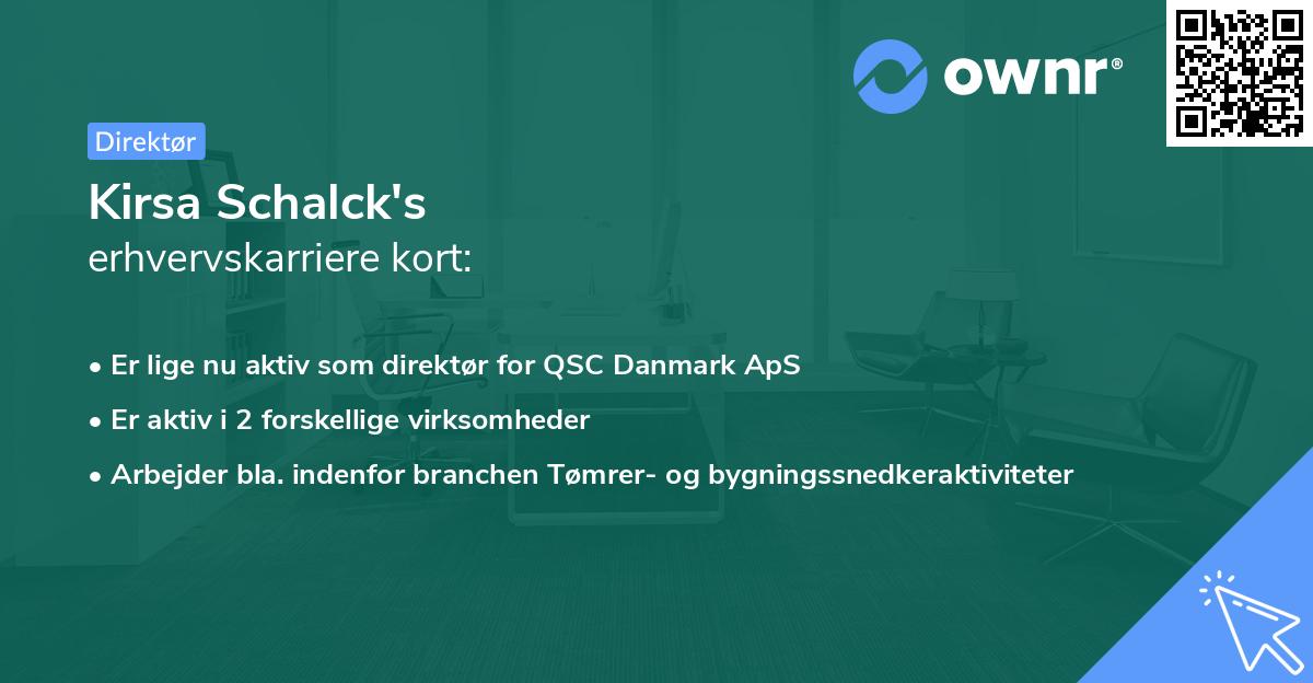 Kirsa Schalck's erhvervskarriere kort