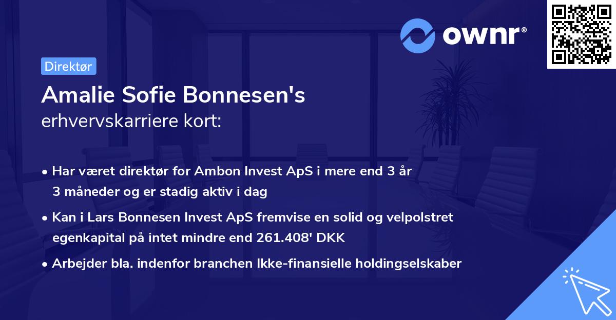 Amalie Sofie Bonnesen's erhvervskarriere kort