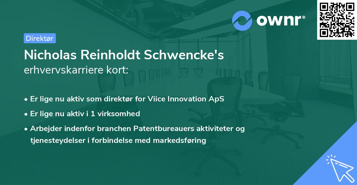 Nicholas Reinholdt Schwencke's erhvervskarriere kort