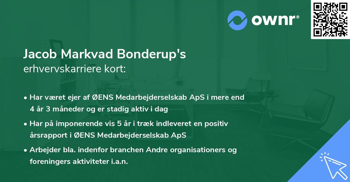 Jacob Markvad Bonderup's erhvervskarriere kort