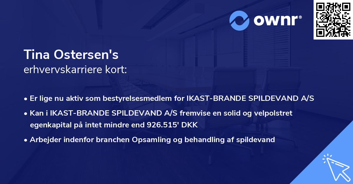 Tina Ostersen's erhvervskarriere kort