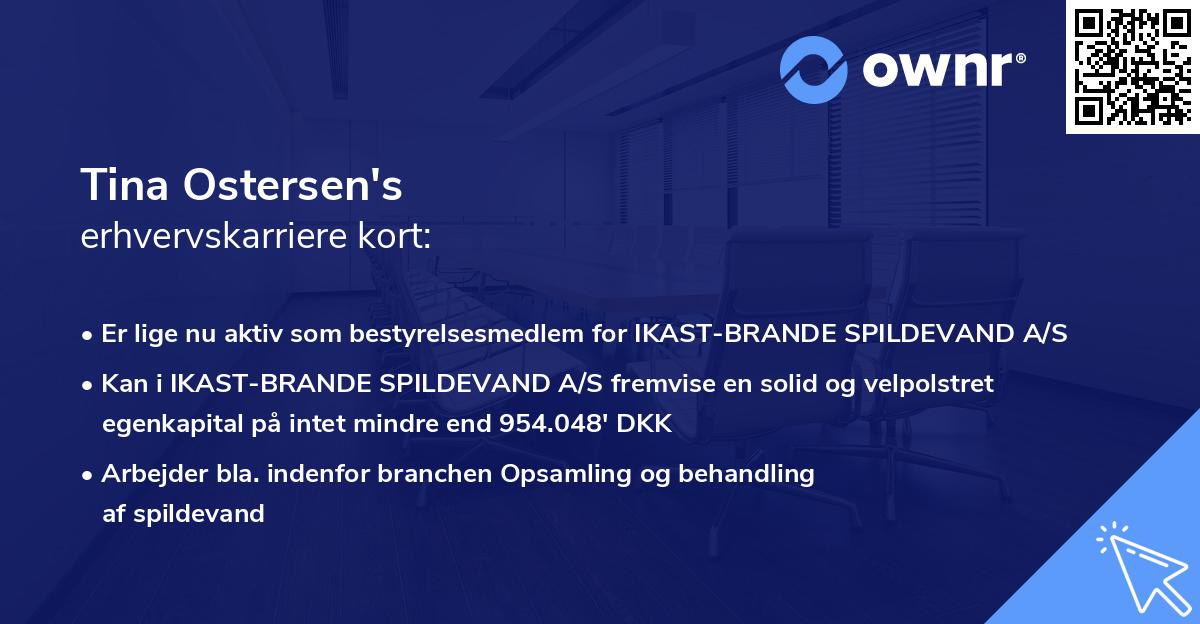 Tina Ostersen's erhvervskarriere kort