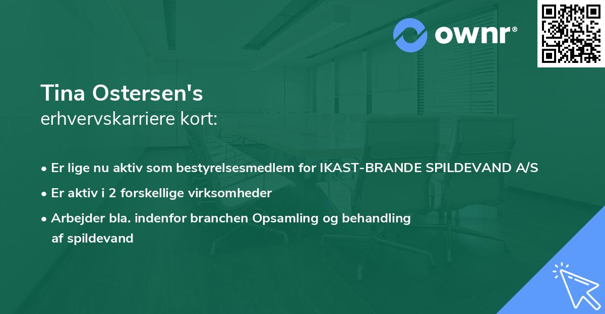 Tina Ostersen's erhvervskarriere kort