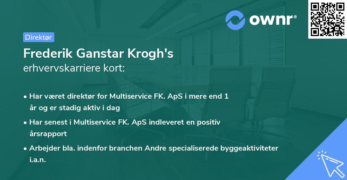Frederik Ganstar Krogh's erhvervskarriere kort