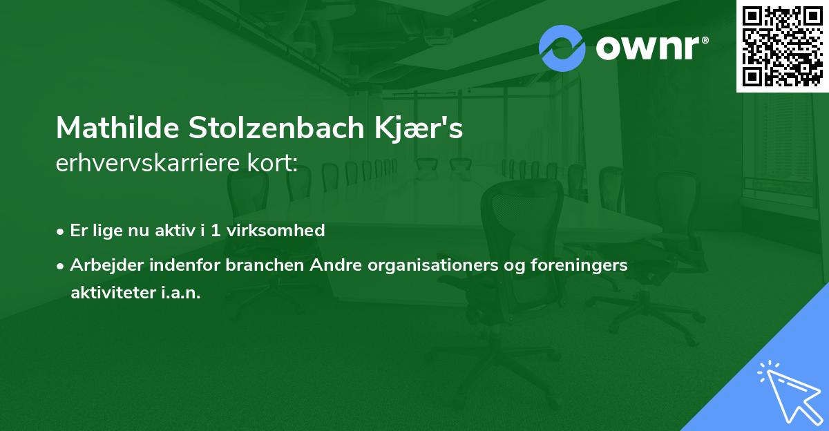 Mathilde Stolzenbach Kjær's erhvervskarriere kort