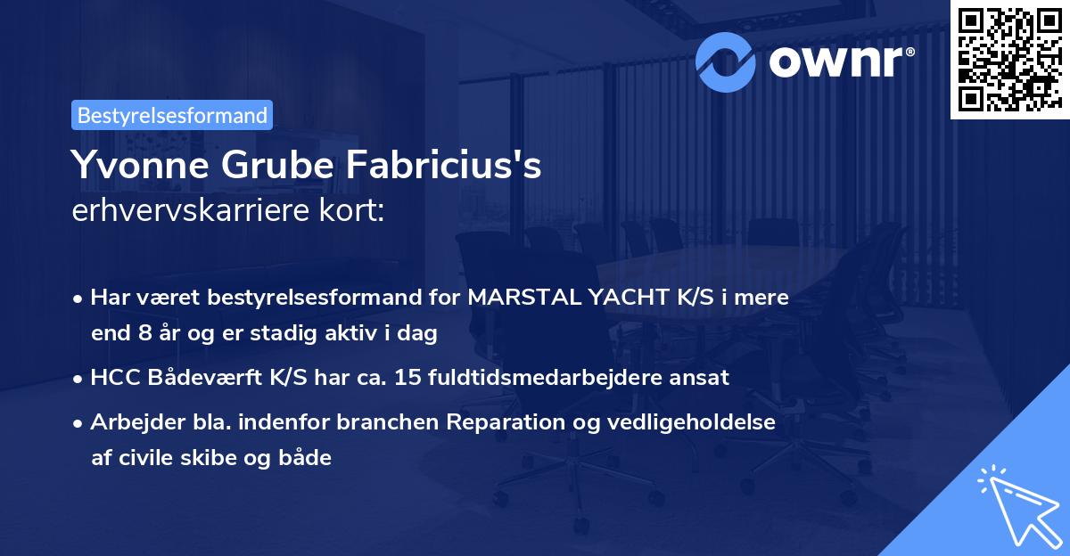 Yvonne Grube Fabricius's erhvervskarriere kort