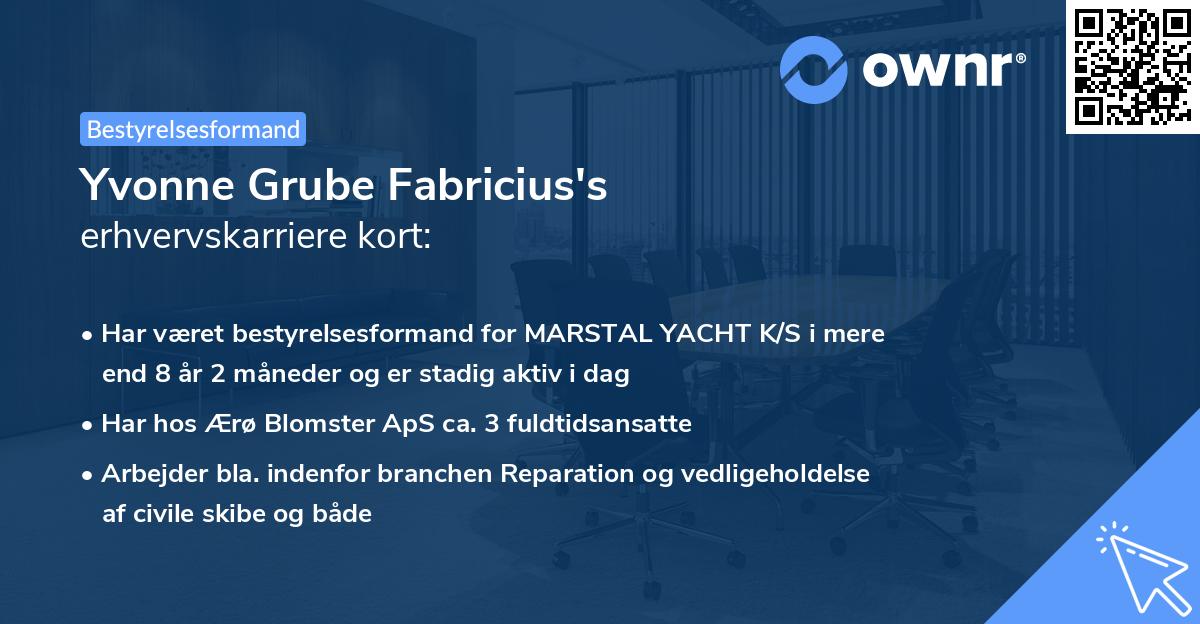 Yvonne Grube Fabricius's erhvervskarriere kort
