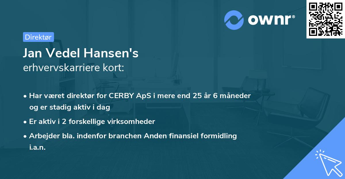 Jan Vedel Hansen's erhvervskarriere kort