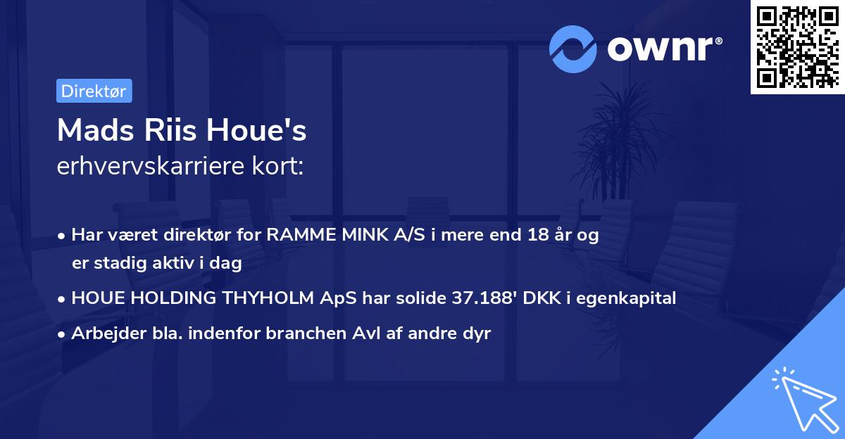 Mads Riis Houe's erhvervskarriere kort