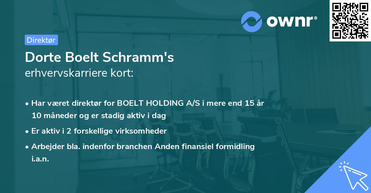 Dorte Boelt Schramm's erhvervskarriere kort