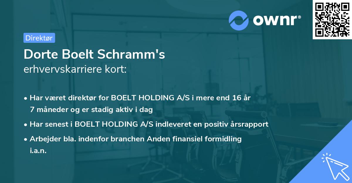 Dorte Boelt Schramm's erhvervskarriere kort