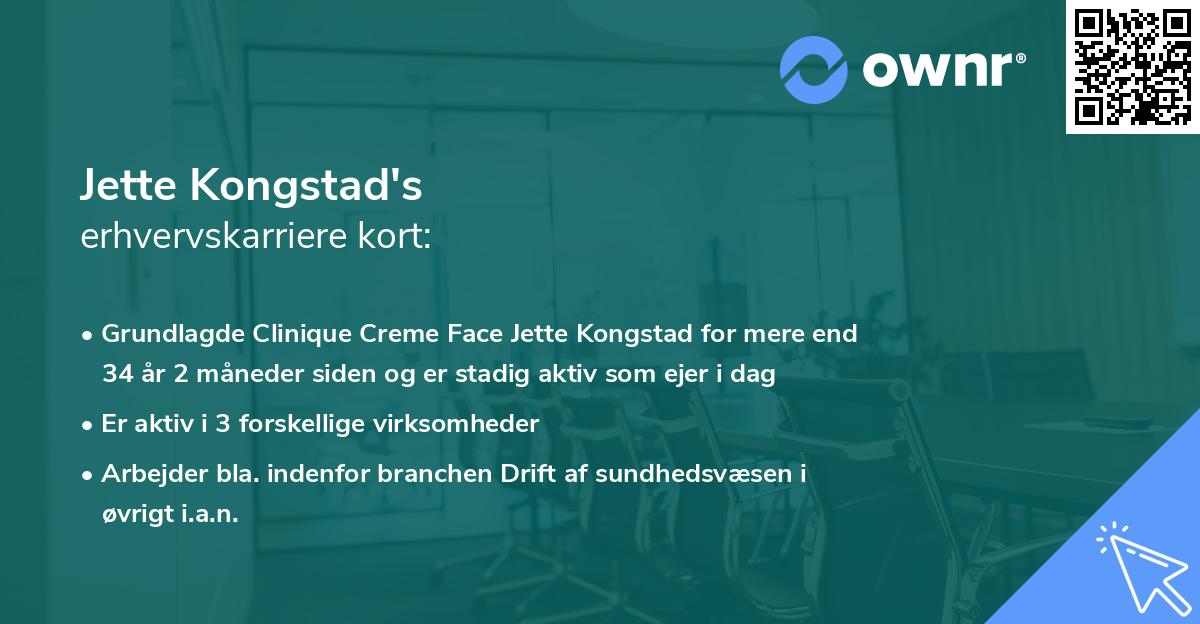Jette Kongstad's erhvervskarriere kort