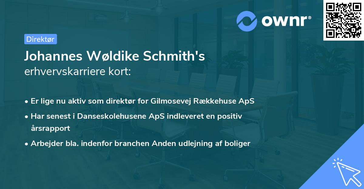 Johannes Wøldike Schmith's erhvervskarriere kort